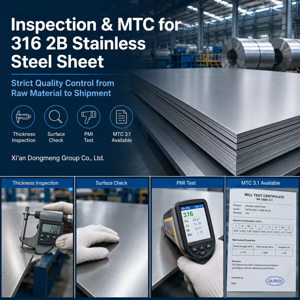 ASTM A240 316 2B Stainless Steel Sheet ASTM A240 316 2B Stainless Steel Sheet