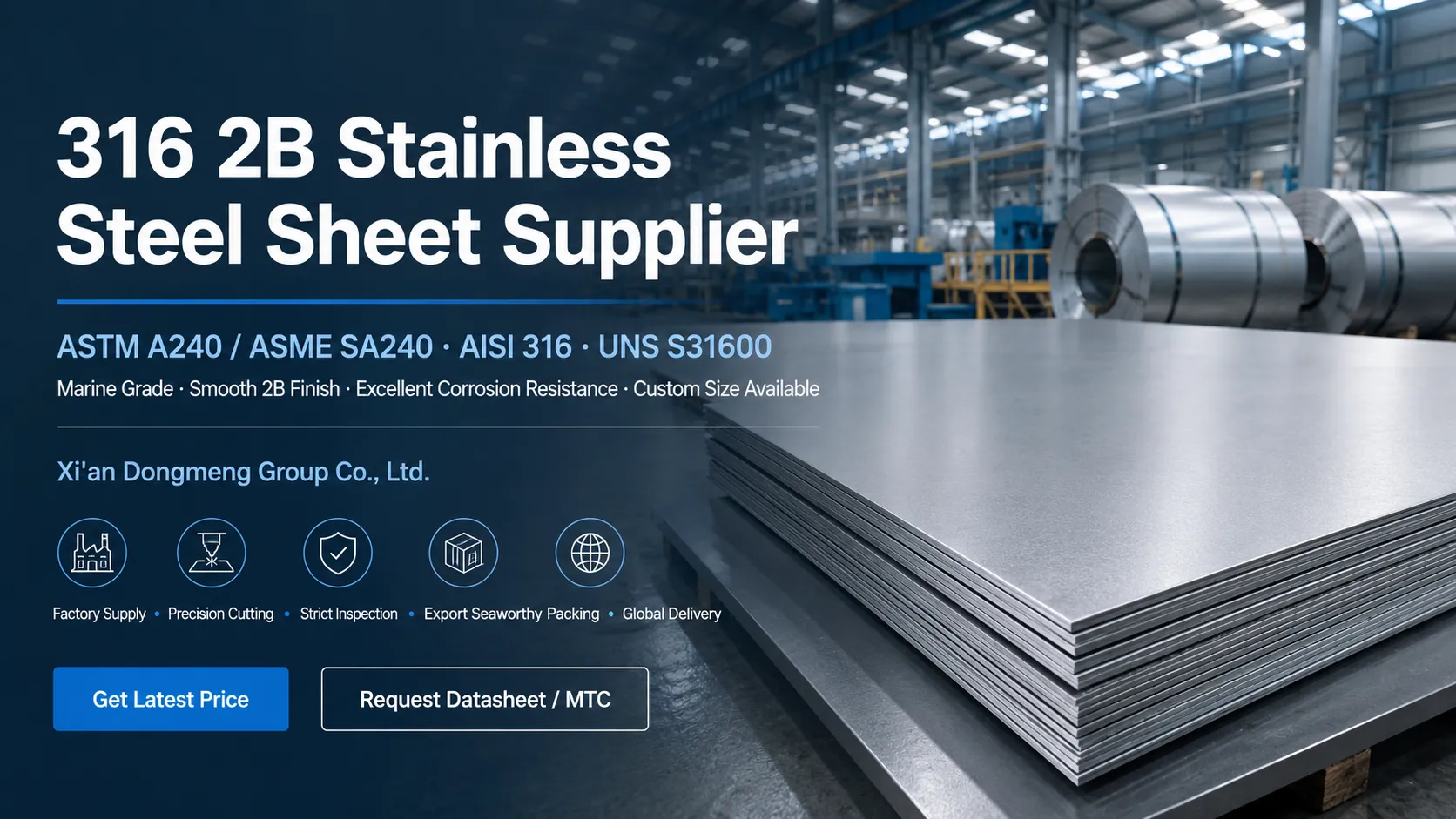 ASTM A240 316 2B Stainless Steel Sheet ASTM A240 316 2B Stainless Steel Sheet